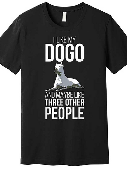 Men's Graphic T-Shirt I Like My Dogo With White Cartoon Bulldog Sitting Calmly