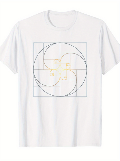 Men's Graphic T-Shirt Geometric Curves Interlocking Lines And Subtle Minimalist Grid Pattern