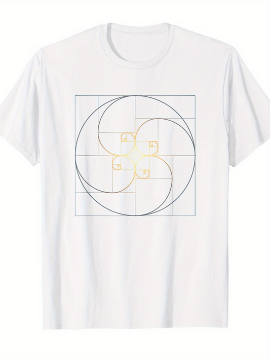 Men's Graphic T-Shirt Geometric Curves Interlocking Lines And Subtle Minimalist Grid Pattern