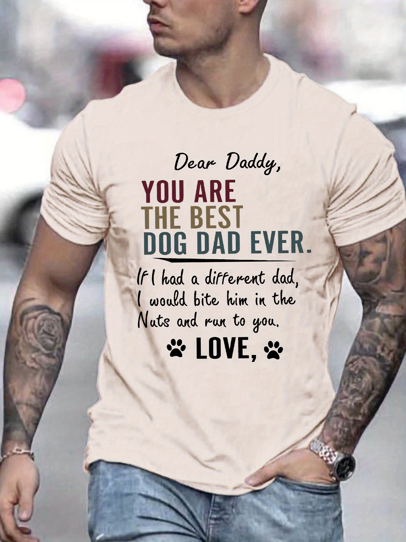 Men's Graphic T-Shirt Dear Daddy You Are The Best Dog Dad Ever Funny Note And Paws T Shirt