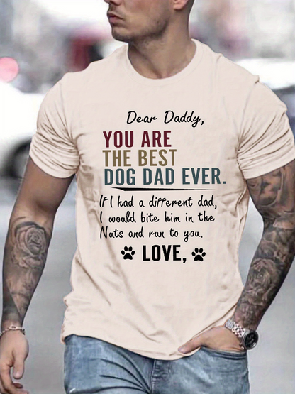 Men's Graphic T-Shirt Dear Daddy You Are The Best Dog Dad Ever Funny Note And Paws T Shirt