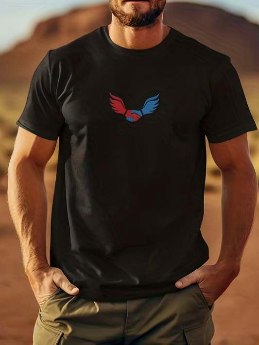 Men's Graphic T-Shirt Minimalist Wings Symbol With Vibrant Colors On Chest