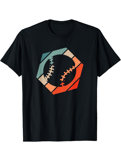 Men's Graphic T-Shirt Geometric Shapes With Broken Line Segments Framing A Baseball