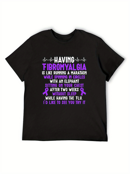 Men's Graphic T-Shirt Having Fibromyalgia Like Running Marathon With Elephant After Sleepless Nights