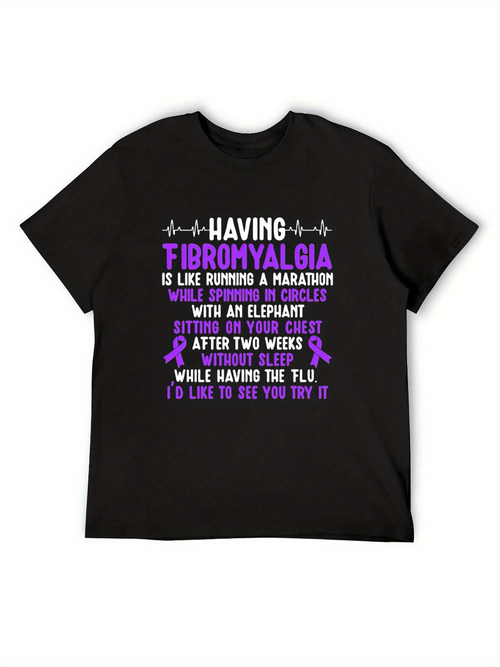Men's Graphic T-Shirt Having Fibromyalgia Like Running Marathon With Elephant After Sleepless Nights