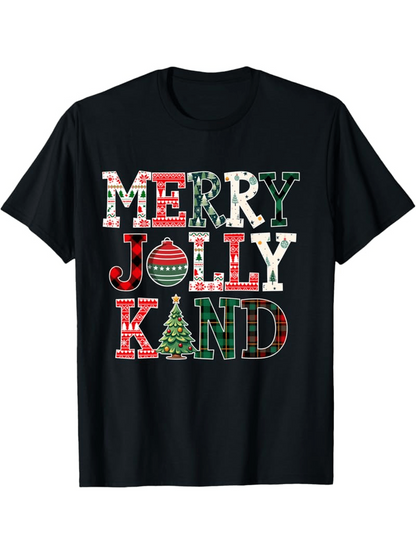 Men's Graphic T-Shirt Merry Jolly Land With Festive Patterns And Christmas Symbols Holiday T Shirt