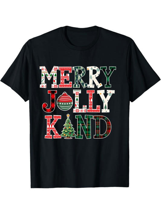 Men's Graphic T-Shirt Merry Jolly Land With Festive Patterns And Christmas Symbols Holiday T Shirt