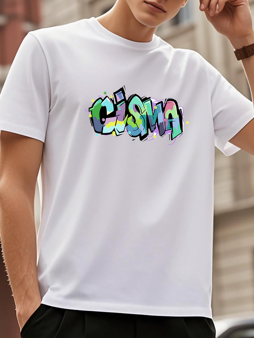 Men's Graphic T-Shirt Graffiti Letters With Color Splash Urban Street Art Text