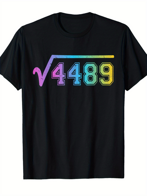 Men's Graphic T-Shirt Colorful Mathematical Equation Symbols With Neon Gradient Numbers Design