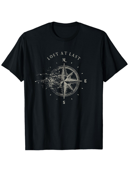 Men's Graphic T-Shirt Lost At Last Fading Stars Blowing From A Vintage Compass Design