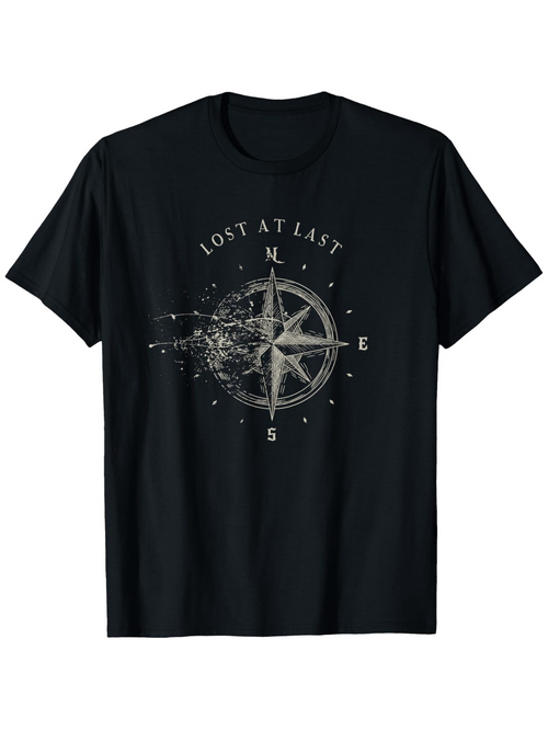 Men's Graphic T-Shirt Lost At Last Fading Stars Blowing From A Vintage Compass Design