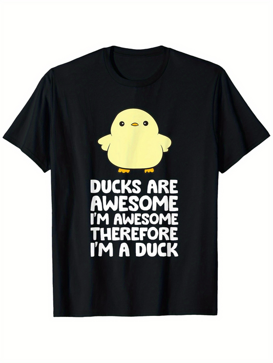 Men's Graphic T-Shirt Ducks Are Awesome Bold White Text With Cute Cartoon Yellow Duck