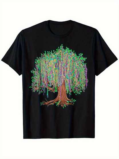 Men's Graphic T-Shirt Vivid Colorful Blossoms Hanging From Majestic Ancient Willow Tree