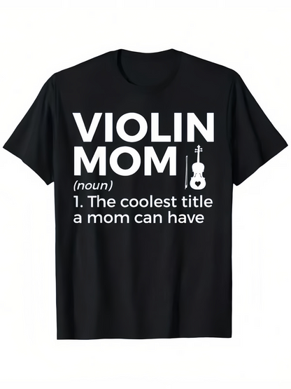 Men's Graphic T-Shirt Violin Mom The Coolest Title Printed White Letters Guitar
