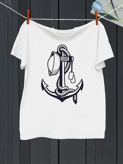 Men's Graphic T-Shirt Rope And Classic Old Maritime Anchor Illustration Shirt
