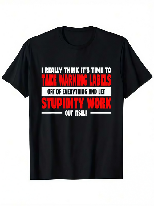 Men's Graphic T-Shirt Funny Phrase Bold Style Text With Contrasting Red And White Lettering T Shirt