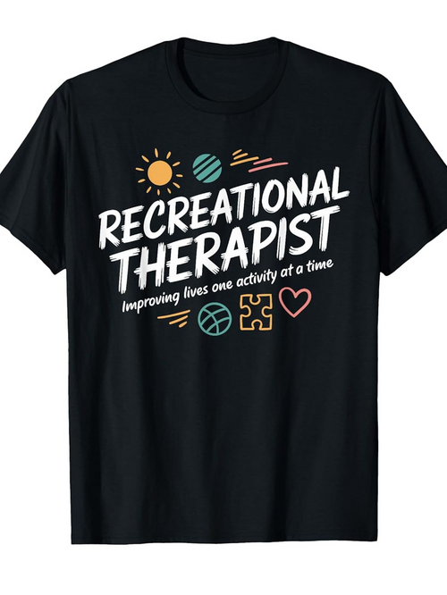 Men's Graphic T-Shirt Recreational Therapist Playful Symbols Underhandwritten Motivational Words Black Shirt