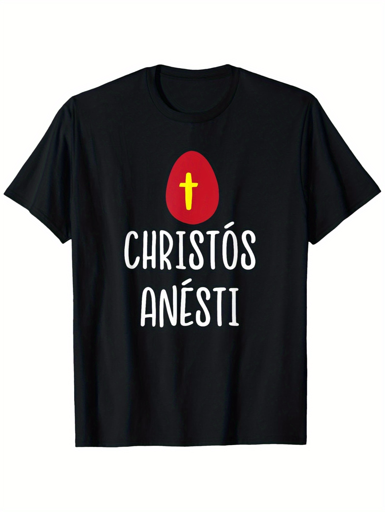 Men's Graphic T-Shirt Red Egg With Yellow Cross Among Bold Greek Letters T Shirt
