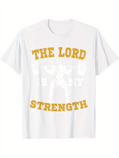 Men's Graphic T-Shirt The Lord Strength Bold Yellow Letters Of Faithful Message T Shirt