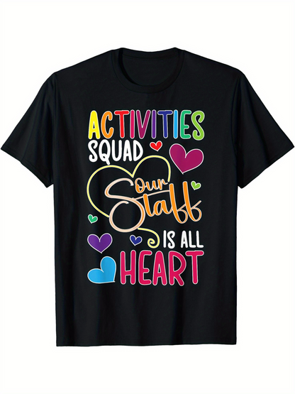 Men's Graphic T-Shirt Activities Squad Colorful Script Staff Surrounded By Playful Hearts