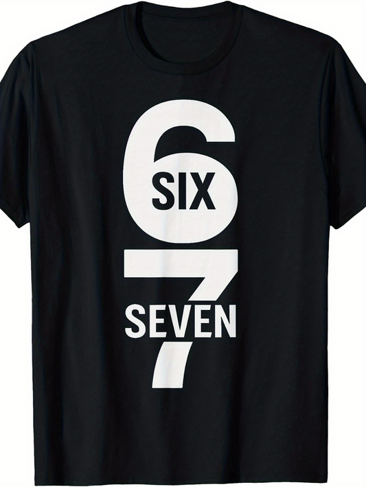 Men's Graphic T-Shirt Bold Graphic Numbers With Six And Seven Centered Typography