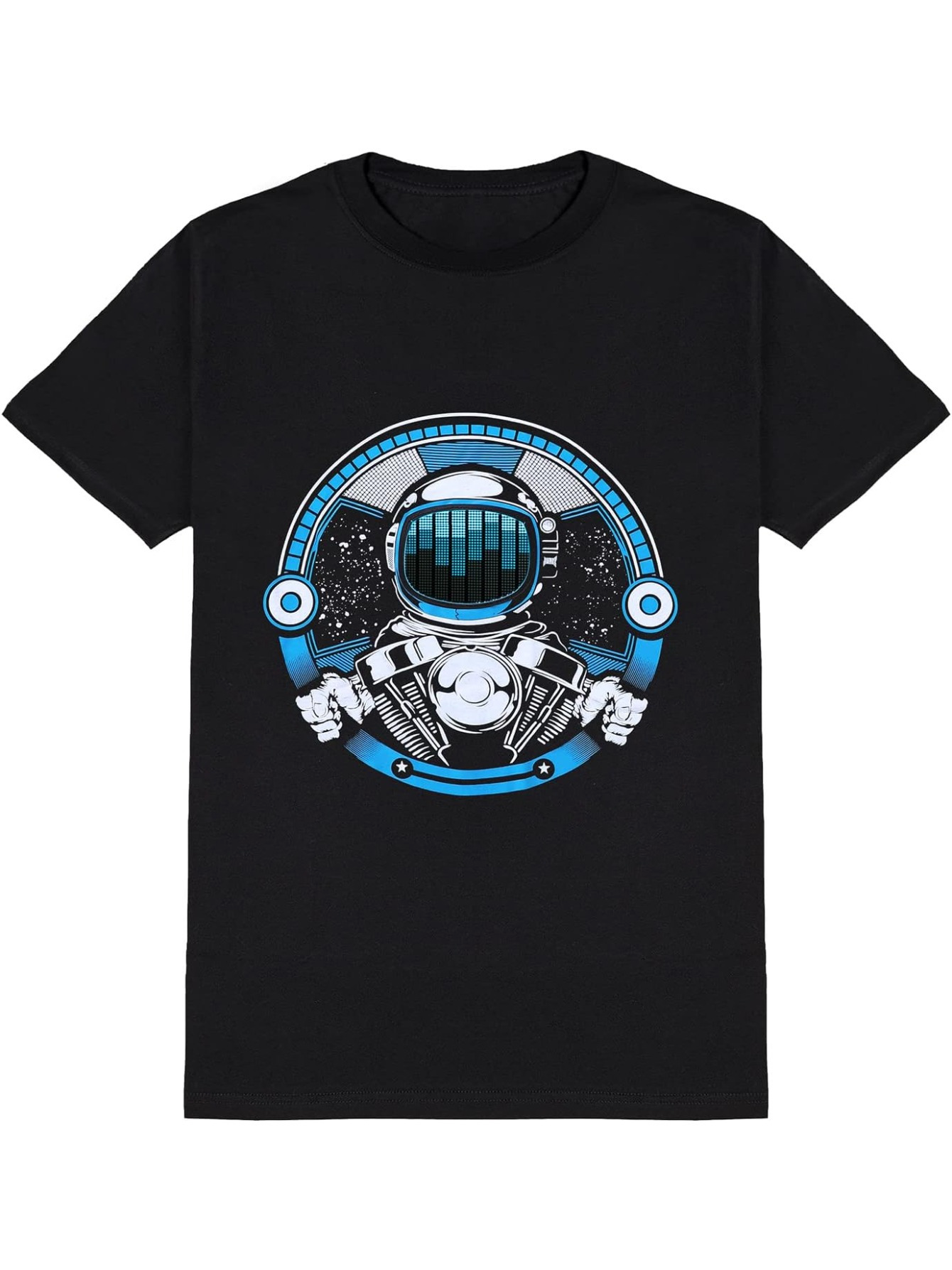 Men's Graphic T-Shirt Futuristic Space Exploration With Tech Circuits And Robotic Astronaut Helmet