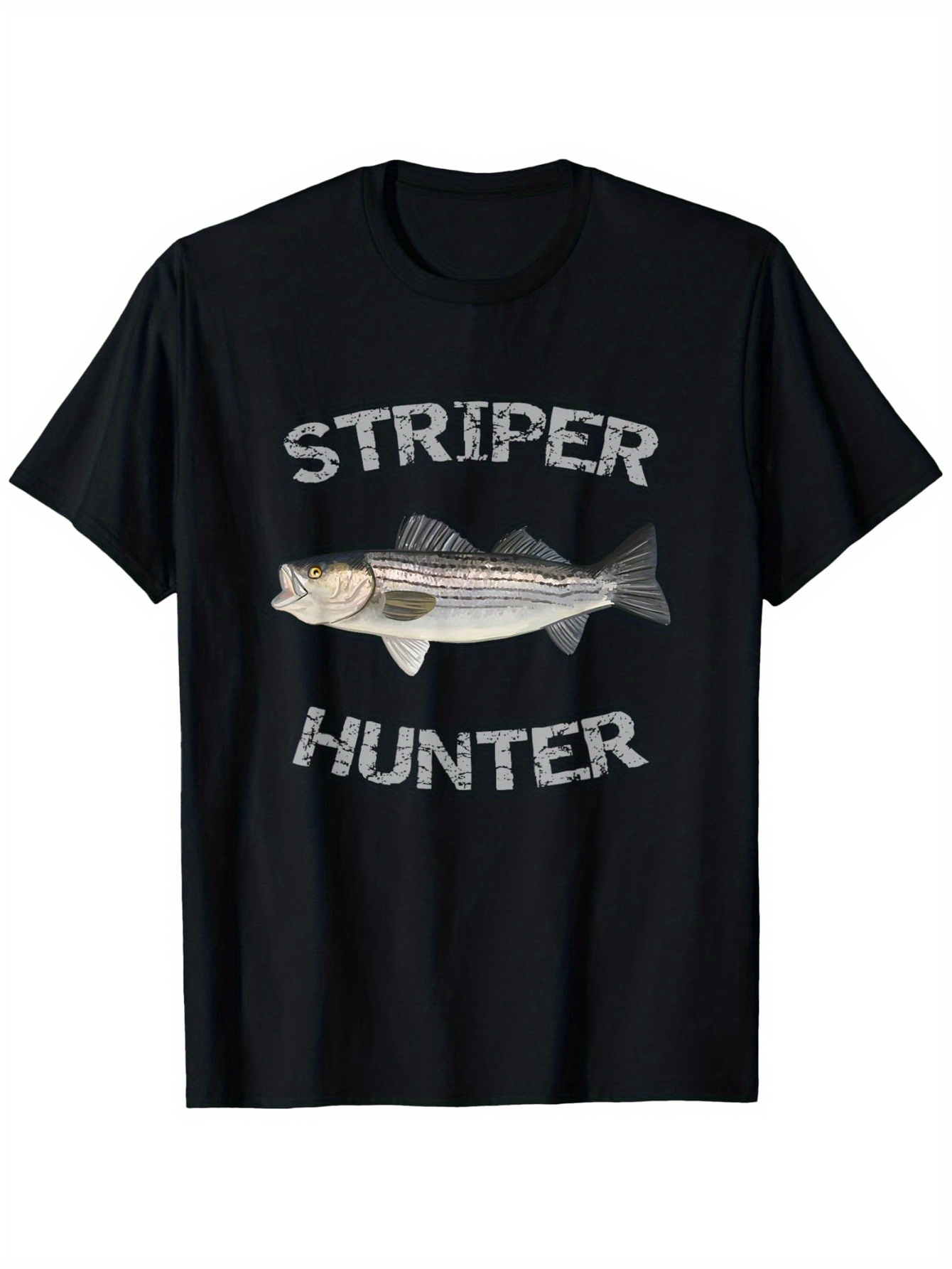 Men's Graphic T-Shirt Striper Hunter Realistic Silver Fish With Dark Water Reflection