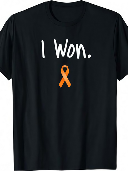 Men's Graphic T-Shirt I Won Orange Awareness Ribbon Cancer Survivor T Shirt