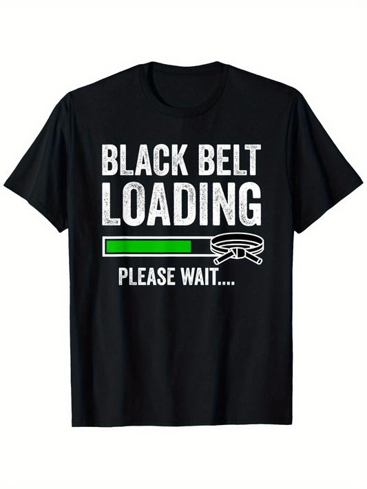 Men's Graphic T-Shirt Black Belt Loading Progress Bar With Sketch Martial Arts Belt