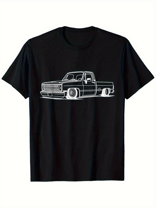 Men's Graphic T-Shirt Classic Pickup Line Art Minimalist Style Vintage Truck