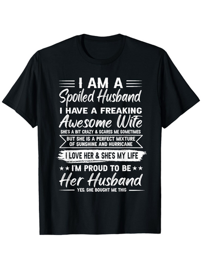 Men's Graphic T-Shirt I Am A Proud Husband With Awesome Loving Wife Quote