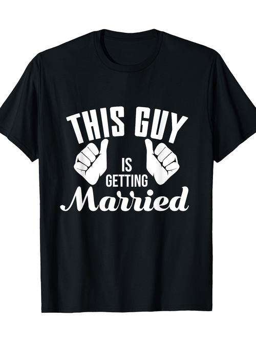 Men's Graphic T-Shirt This Guy Is Getting Married With Playful Graphic Hands Black T Shirt
