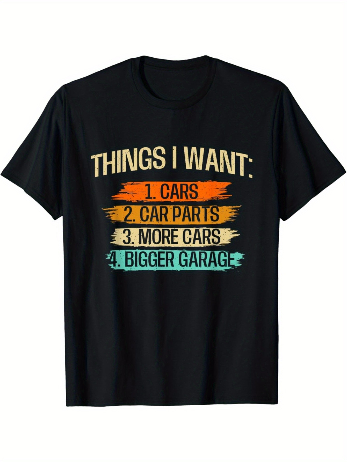 Men's Graphic T-Shirt Things I Want Numbered Colorful Brush Stroke Car List