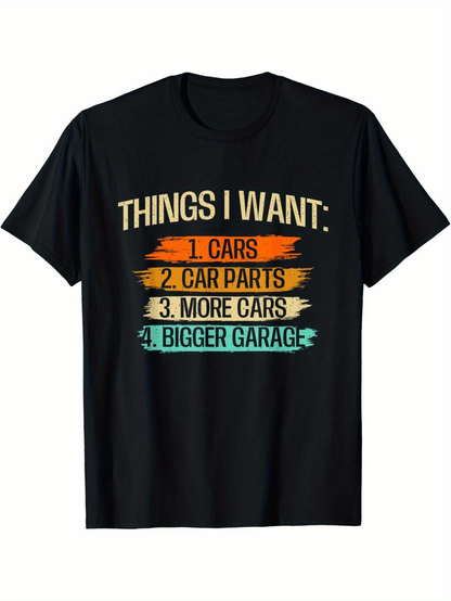 Men's Graphic T-Shirt Things I Want Numbered Colorful Brush Stroke Car List