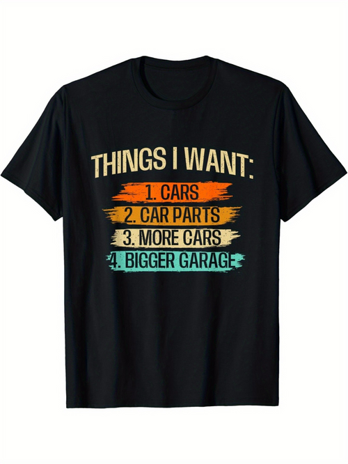 Men's Graphic T-Shirt Things I Want Numbered Colorful Brush Stroke Car List
