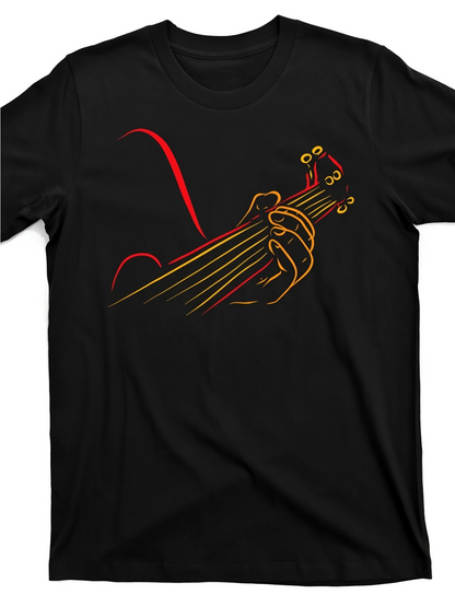 Men's Graphic T-Shirt Dynamic Neon Lines Depicting Playing Fingers On Guitar