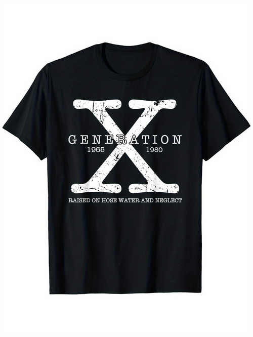 Men's Graphic T-Shirt Generation X Bold Distressed Lettering With Vintage White Highlights Tee