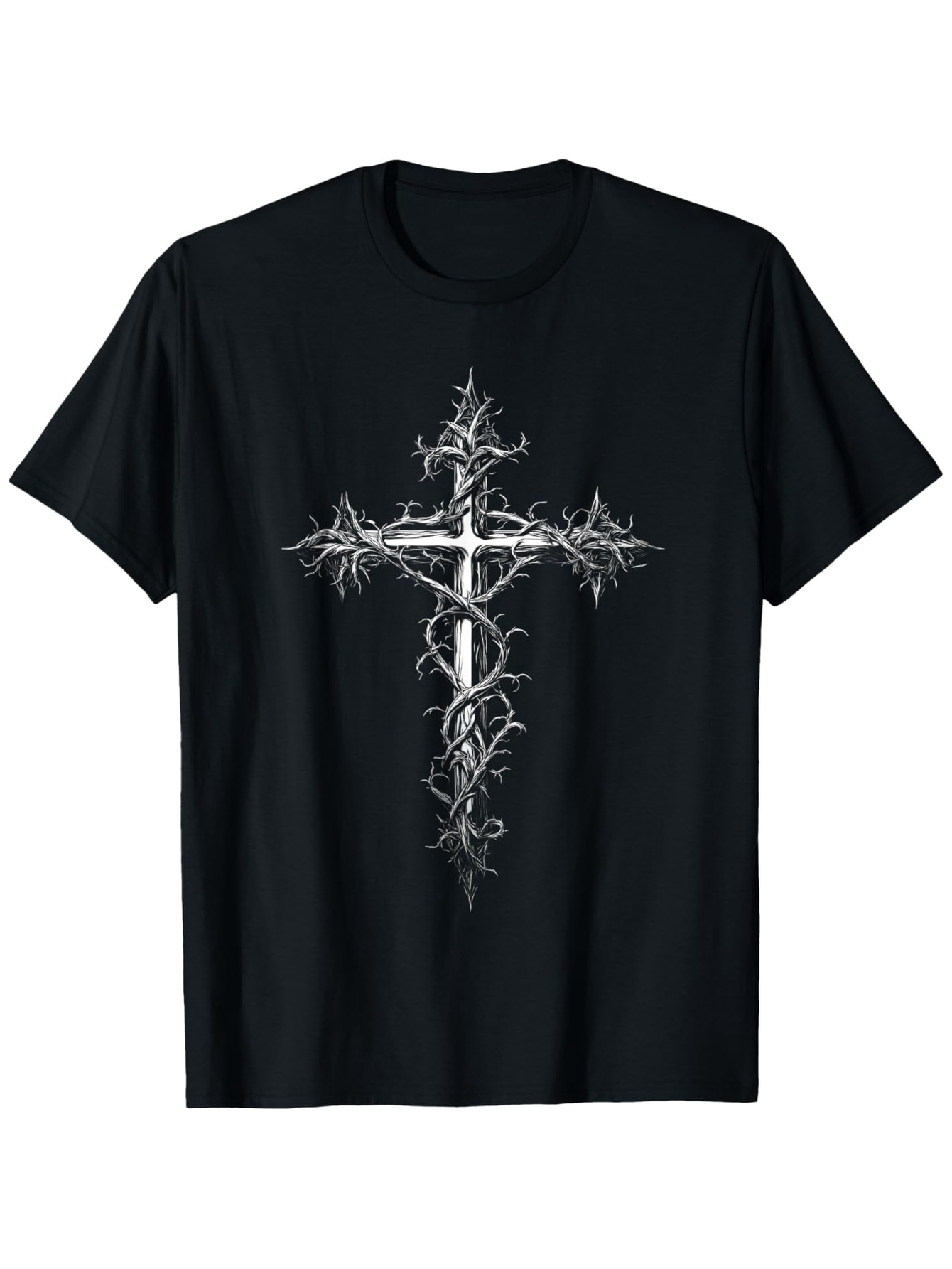 Men's Graphic T-Shirt Thorny Branches And Ancient Vines Twisting Around A Gothic Cross