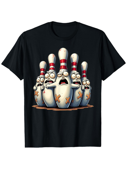 Men's Graphic T-Shirt Worried Cartoon Style Bowling Pins With Funny Expressions