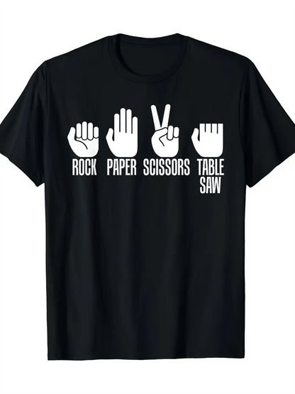 Men's Graphic T-Shirt Rock Paper Scissors With Funny Hand Gestures As Icons