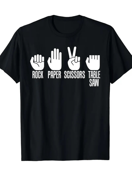 Men's Graphic T-Shirt Rock Paper Scissors With Funny Hand Gestures As Icons