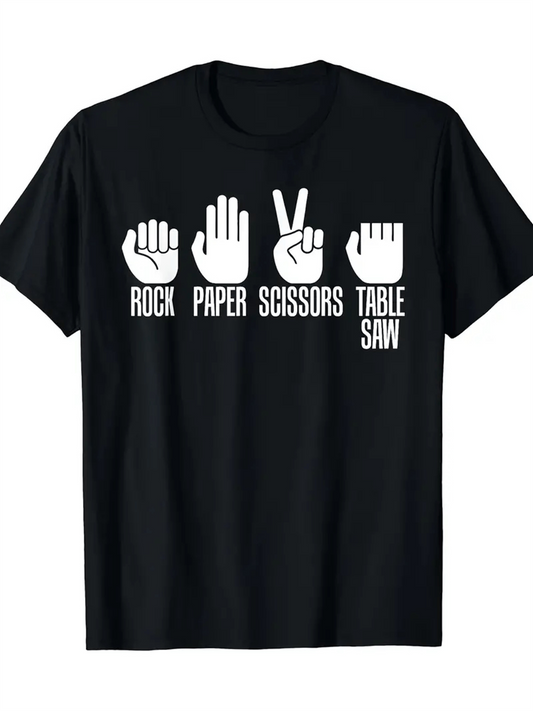 Men's Graphic T-Shirt Rock Paper Scissors With Funny Hand Gestures As Icons