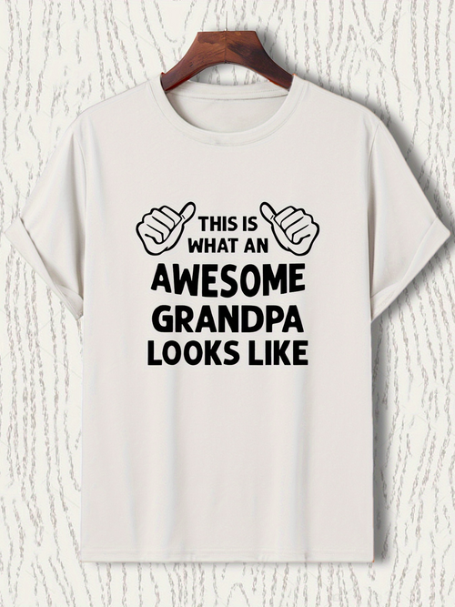 Men's Graphic T-Shirt This Is What An Awesome Grandpa Looks Like Cartoon Hands Highlighted Text Shirt