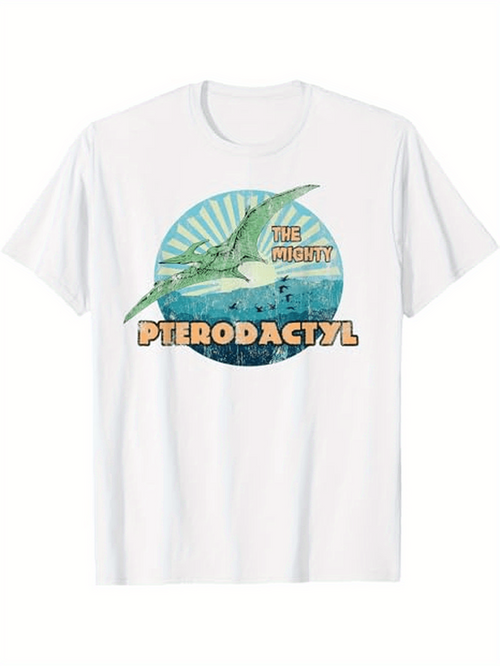 Men's Graphic T-Shirt The Point With Rising Sun Over Water Featuring Pterodactyl