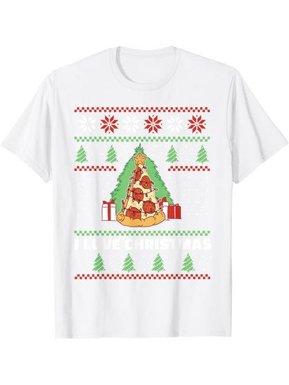 Men's Graphic T-Shirt Festive Holiday Patterns With Santa Gifts Under Christmas Tree