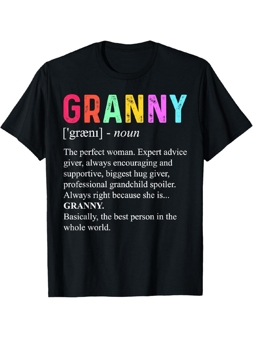 Men's Graphic T-Shirt Granny Multicolor Letters With Dictionary Style Definition Statement