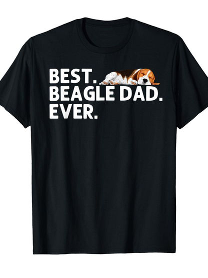 Men's Graphic T-Shirt Best Beagle Dad Ever With Resting Dog On Letters Beagle