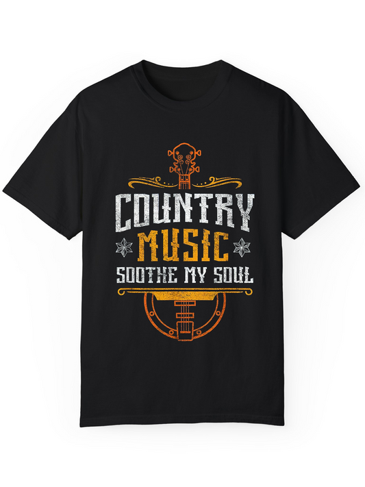 Men's Graphic T-Shirt Country Music Soothe My Soul Vintage Guitar And Typography Design T Shirt