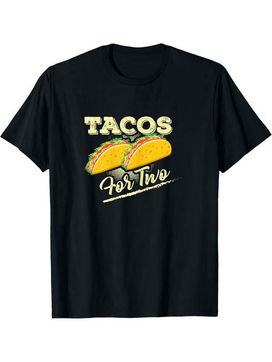 Men's Graphic T-Shirt Tacos For Two Vintage Style Lettering With Colorful Filled Taco