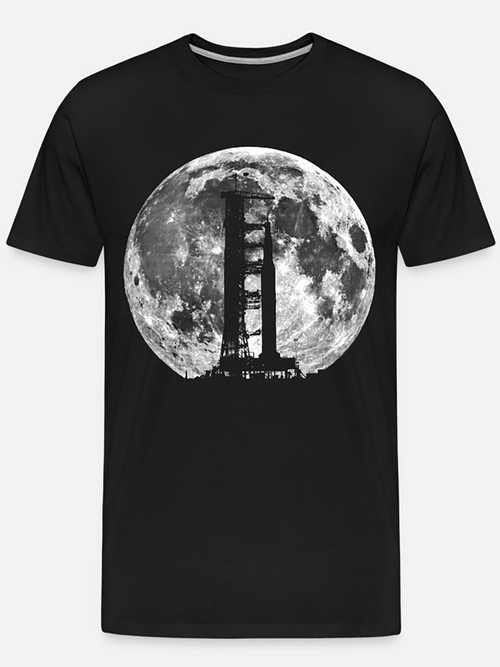 Men's Graphic T-Shirt Majestic Full Moon Rising Behind City Bridge Silhouette Night Sky